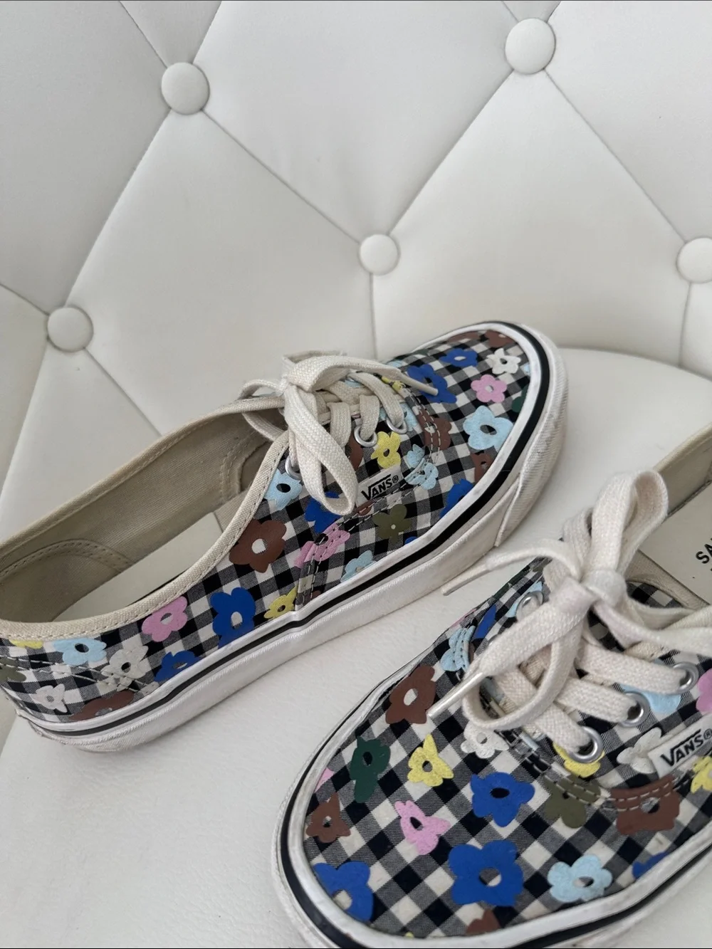 VANS X SANDY LIANG W7.5 Floral Check Plaid Sneakers - Multicolor - Picture 14 of 16